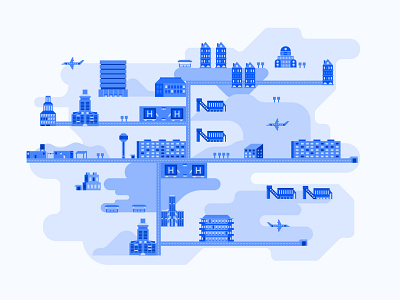 Regional Map design economy factories flat illustration map ui vector zones