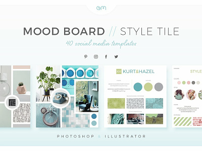Mood Board Style Tiles bloggers brand board branding color palette design mood boards moodboard scene creator social media bundle template builder