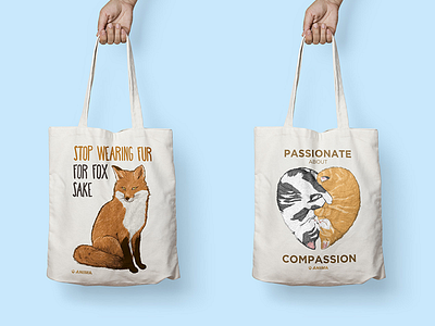 Compassionate Tote Bags animal anti bag compassion design fur print statements t shirt tote welfare