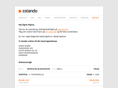 DailyUI #017: Email Receipt challenge dailyui design email receipt shopping zalando