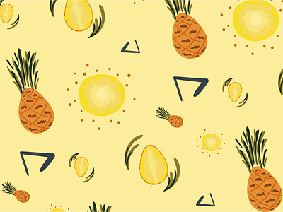 Sunny ananas 2d illustration 2d pattern adobe illustrator ananas design fruit graphic design illustration illustrator pattern pattern illustration summer tropical illustration tropical pattern vector yellow
