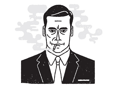 Don Draper black and white don draper illustration mad men portrait smoke suit