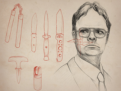 Dwight Schrute illustration pencil portrait the office weapons