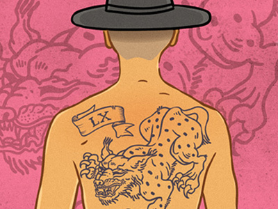 Lynx Tattoo illustration man pink tattoo