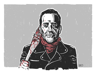 Negan and Lucille baseball bat blood character illustration lucille negan portrait walking dead