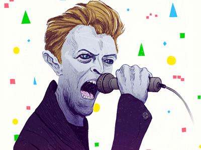 Bowie david bowie illustration microphone portrait singing