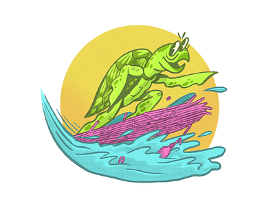 Surf Turtle diez ecology illustration recycle surf surfing turtle