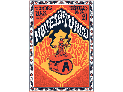 Novela Turca band diez flyer groovy hippie illustration poster psychedelic rock
