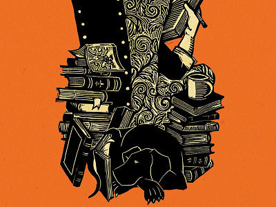 "On Reading Well" book cover illustration book cover booknerd books illustration labrador linocut printmaking