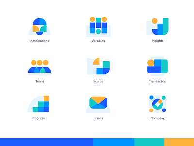 some icons brand brand design branding concept colorful data icon design iconography icons insights notification payment team tech technology