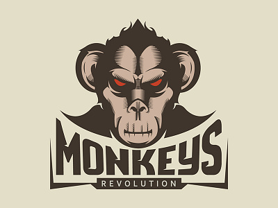 Monkeys Revolution animal animals ape band emblem illustration logo monkey wild