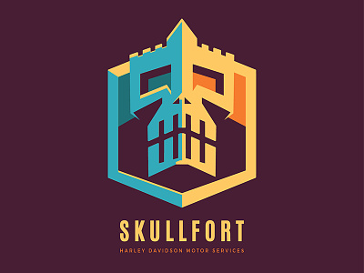 Skull Fort albania building colorful fort fortress logo services skull strong vintage