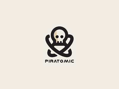 Piratomic 3 advantage atomic funny icon pirate science simple skull