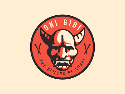 Oni Giri Third Version delicious demon devil food japan man logo restaurant sushi taste