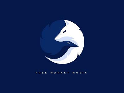 Free Market Music "Wolf & Raven" combined animal logo black and white download free logo market music negative raven shop space wolf