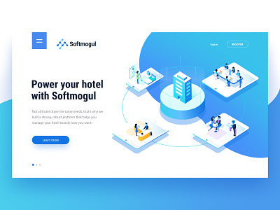 Softmogul Debut app application business connection hotel hotels illustration isometric mobile power service services solution solutions start up tablet teamwork technology ui ux