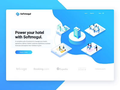 Web Preview Softmogul animation booking flow homepage hotel hotel branding hotel pms hotels isometric pms simple softmogul software software design startup web web animation