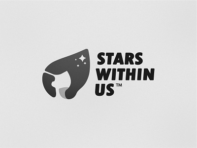 Stars Within Us Bw dream dreaming fly girl logo girly hair logo negative space non profit retro space stars women women logo