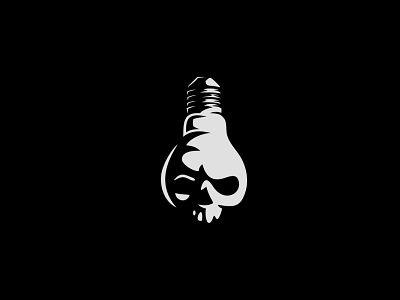 Skull Lamp Logo brand bulb creative idea lamp logo media minimal skill skull urban