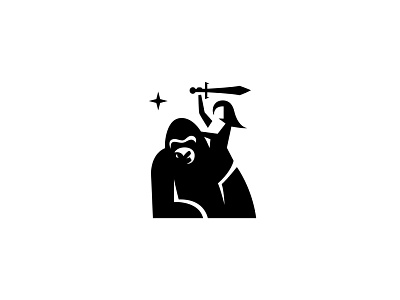 Gorilla and Woman Icon ape creative entertainment freedom gorilla icon king kong logo media minimal monkey sport warrior woman