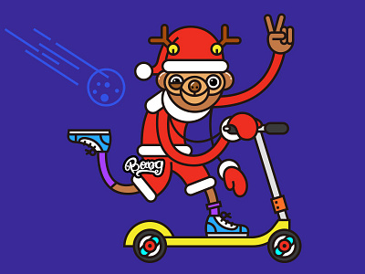 Christmas Monkey Bang ~ christmas ；monkey；scooter