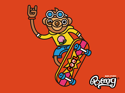 Skateboard Monkey Bang monkey pop red rock skateboard