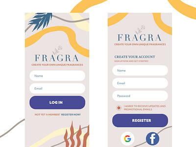 fragra login screen app app design dailyui dailyui 001 dailyuichallenge design mobile pattern ui ux vector web