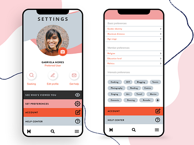 DailyUI 007 - settings page app design blue daily ui daily ui 007 daily ui challenge dailyui dailyui 007 dailyuichallenge design mobile pink red ui ux vector