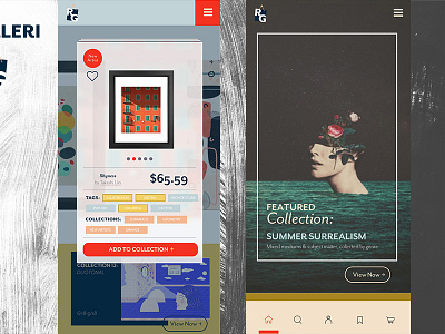 reGalleri app screens app design art ecomm interactive mobile ui ux web design