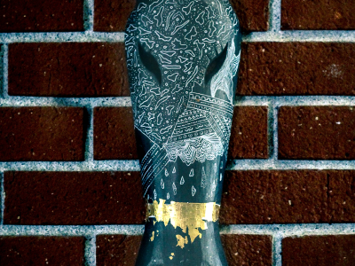 Avant Mask acrylic art drawing giraffe gold leaf ink mask pattern pattern design