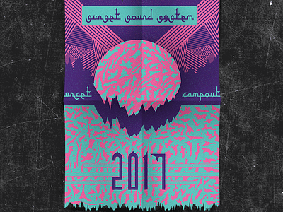 Sunset Poster art drawing festival graphic design ink pattern pink poster sunset teal