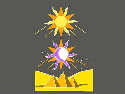 Sun and Moon design egypt illustration moon pyramids sun tarot card