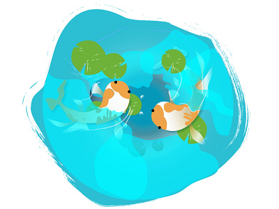 Koi Fish design fish illustration koi koifish lilypad pond vector