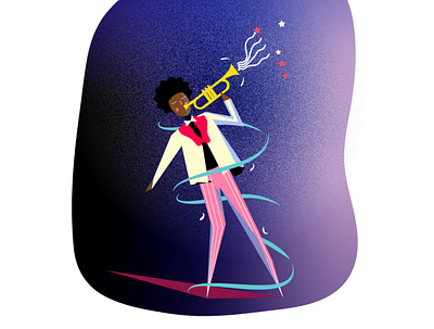 Jazz afro design illustration jazz man music musician trumpet