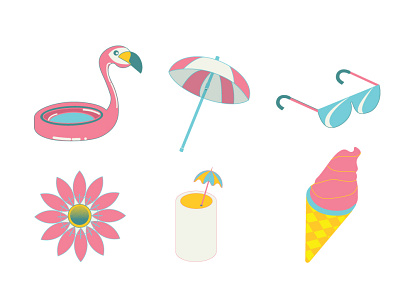 Summer Icons design ice cream summer umbrella vector