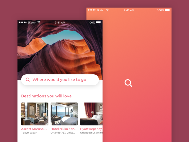 Where would you like to go? application ux ui concept search app travel