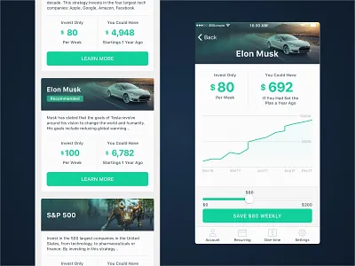 iBillionaire saving plan section app billionaire dashboard fintech investment ios money portfolio share stock ui deisgn ux design