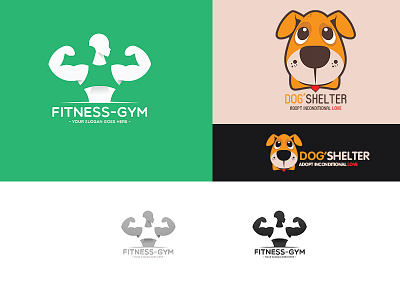 Fitness-gym logo + Dog'shelter illustrator logo vector