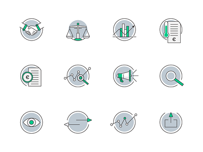 Icon set 2d chart economic eye financial flat graph hands icon illustration website