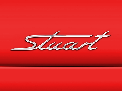 Stuart brand car chrome lettering logo porsche script stuart type typography