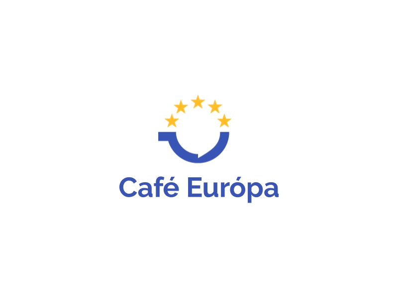 Café Európa logo bubble coffee commission cup europe european logo logotype negative space speech stars