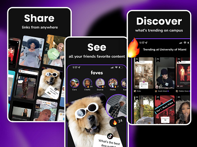 Faves App Store Graphics dark entertainment product design social media ui design ux