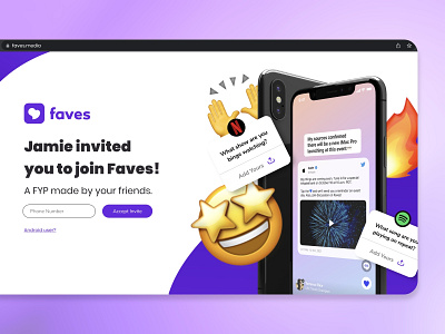 Faves custom user landing page design landing page motion graphics product design ux