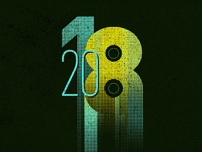 2018 Typography Tshirt Design 2018 black cyan halftone neon number retro tshirt twenty eighteen typography vintage yellow