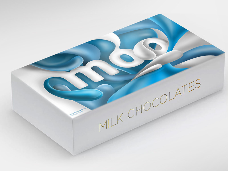 Illustrated Typographic Chocolate Packaging Design white blue packagedesign design chocolate milk swirl typography packaging