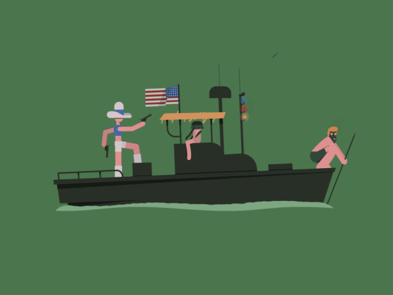 Apocalypse Now 2d 2d animation actor aftereffects animation army boat film flag graphic hollywood illustration motion motion graphic movie sea soldier usa war wave