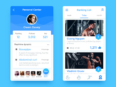 Personal Page App(fitness) blue bodybuilding personal page app ranking list