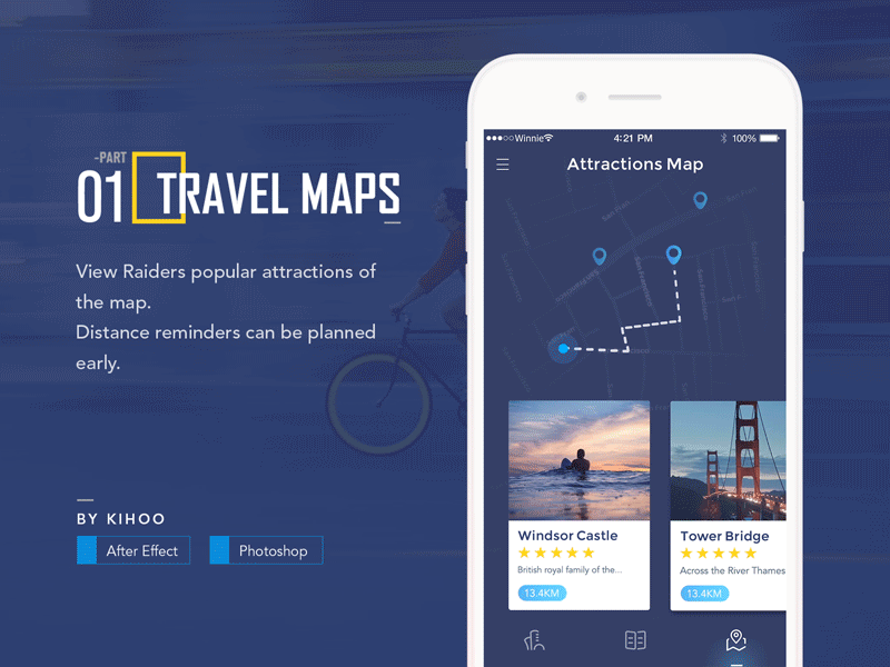 Travel Map app catalog notes scenery snow travel