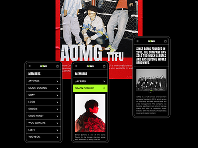 AOMG Website Redesign Responsive Screen app branding design graphic design illustration illustrator logo mobile mockup redesign responsive ui uiux user experience user interface ux