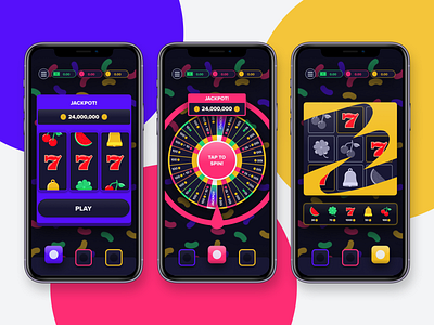 Casino Mobile Game app casino dark mode gambling game mobile game roulette scratch skeuomorphism slots ui